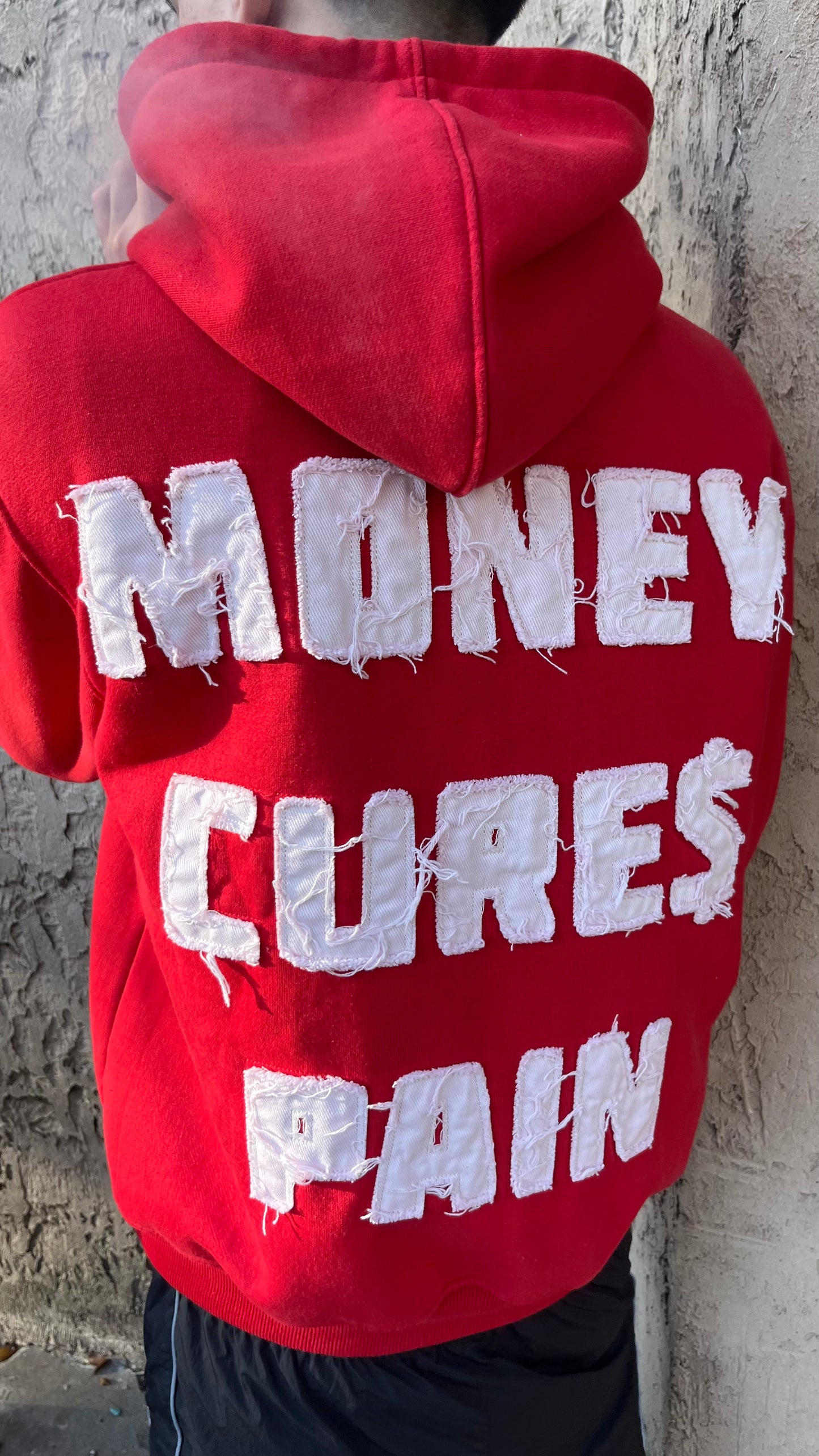 Red “Money Cures Pain” Hoodie