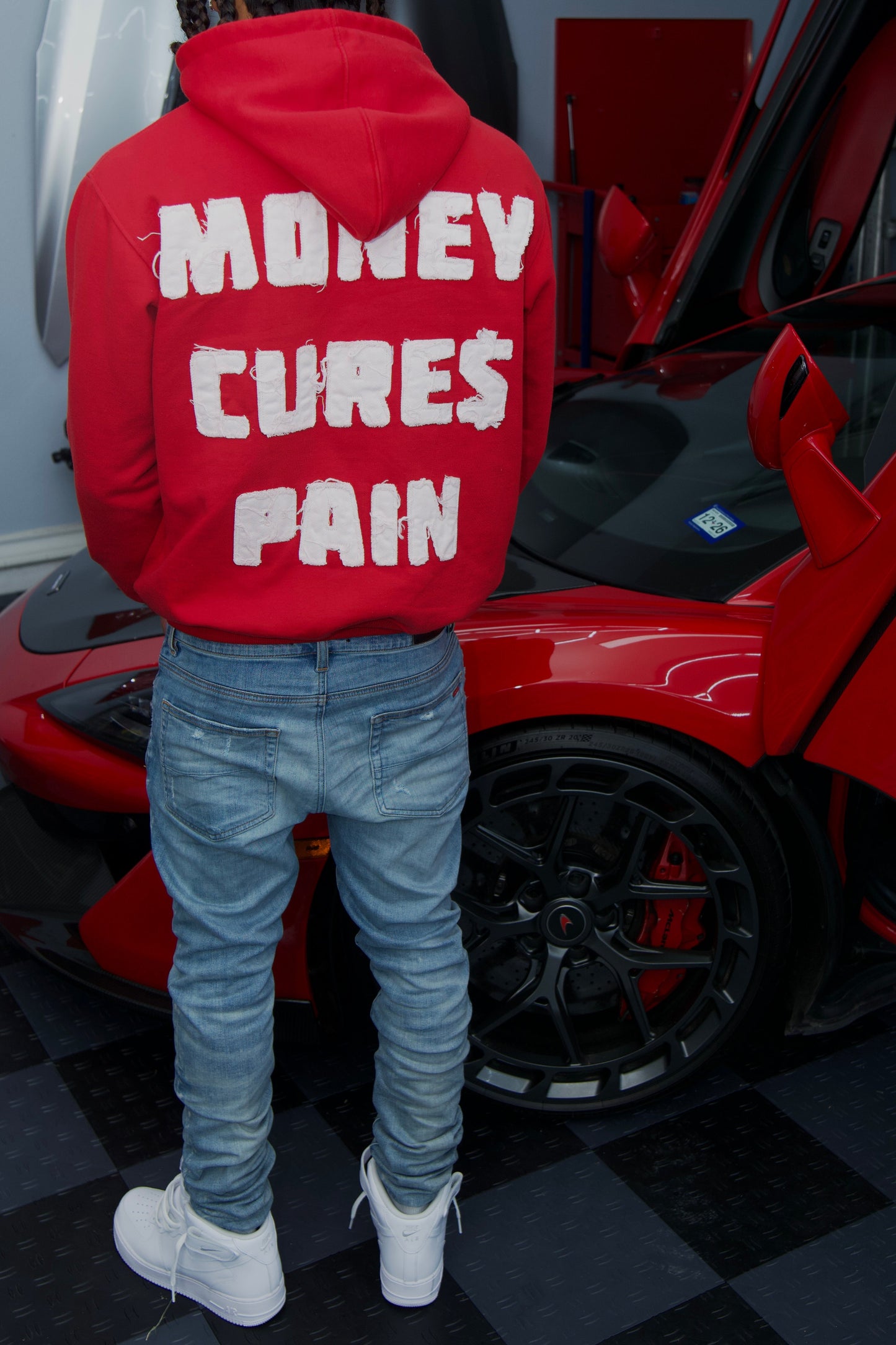 Red “Money Cures Pain” Hoodie